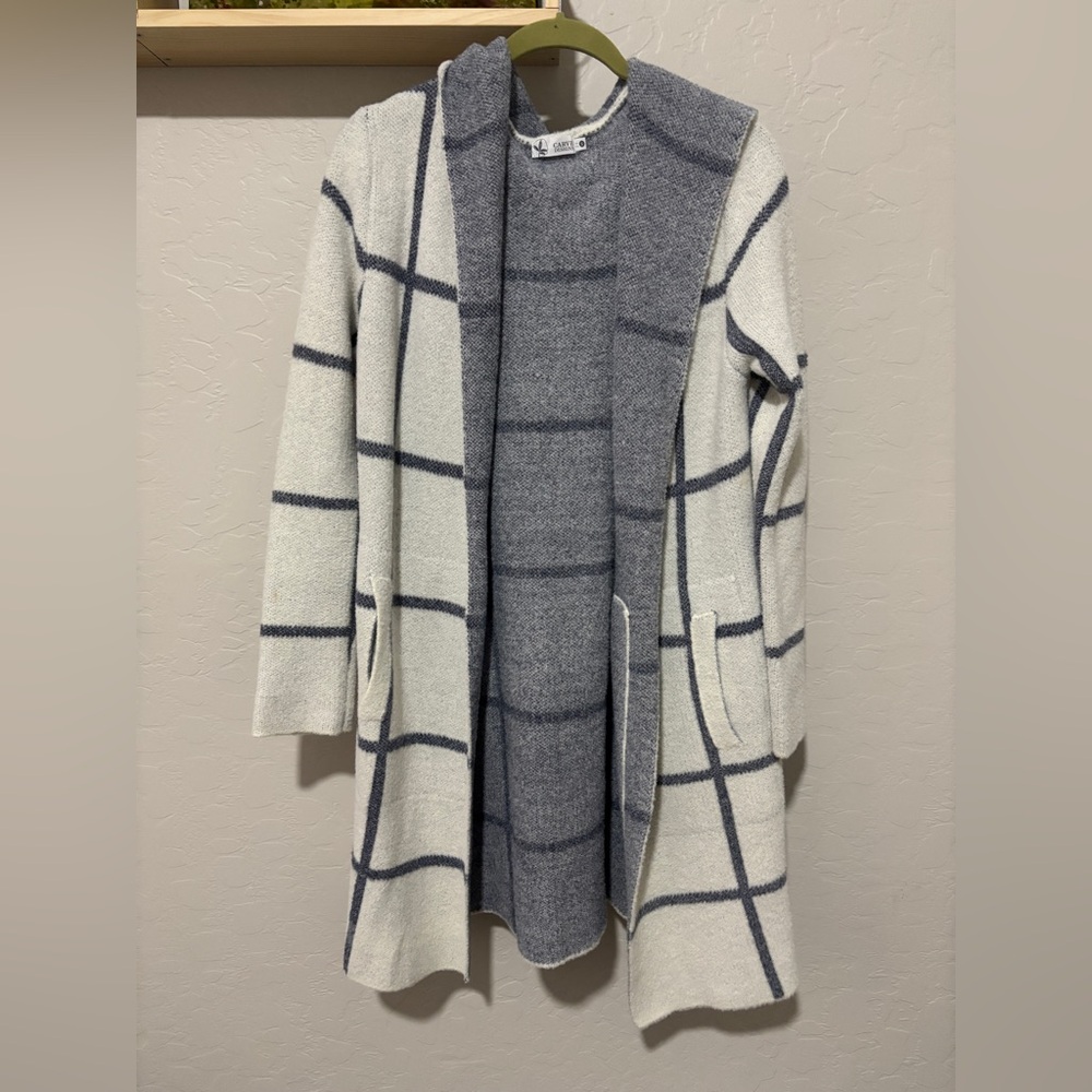 Carve Designs White and Gray Plaid Cardigan